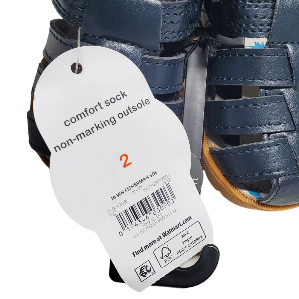 8NWT Wonder Nation Baby Boy Fisherman Sandal Navy Size 2 - Picture 9 of 11